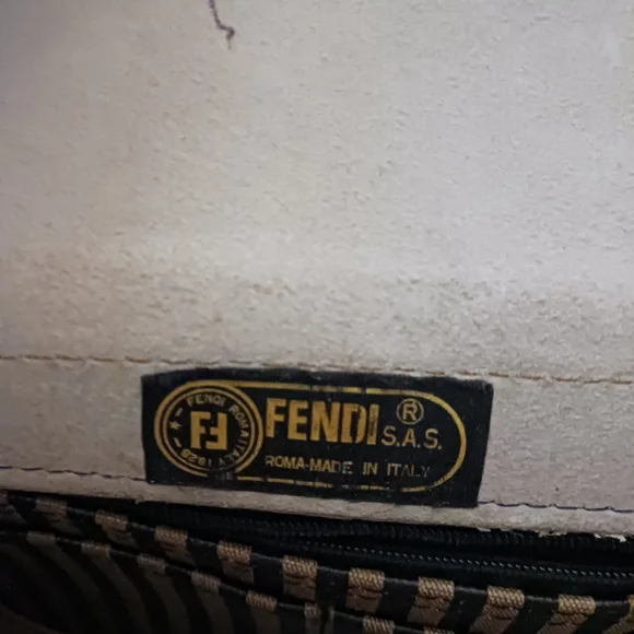 Vintage Fendi Striped Tan and Black Crossbody Bag - Picture 3 of 4